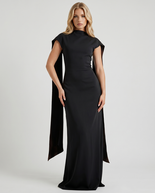 Vivienne Drape Maxi Dress - Black