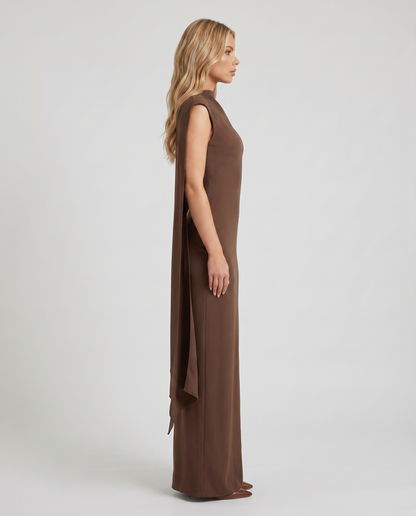 Vivienne Drape Maxi Dress - Chocolate