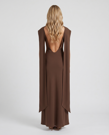 Vivienne Drape Maxi Dress - Chocolate