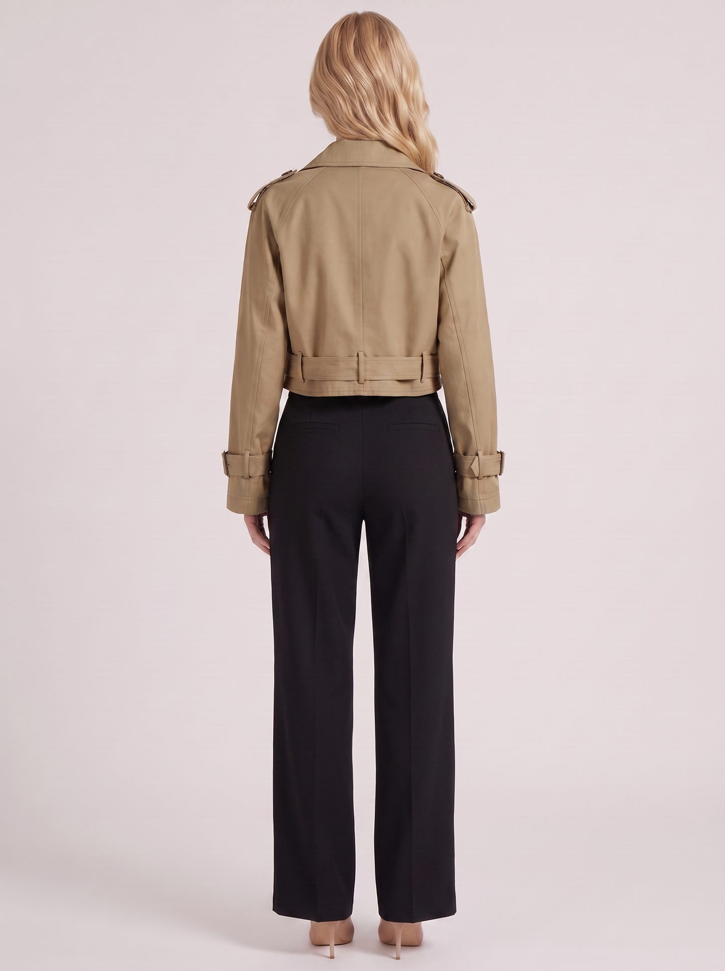 Women's dark brown utility trench with epaulette shoulders and belted cuffs