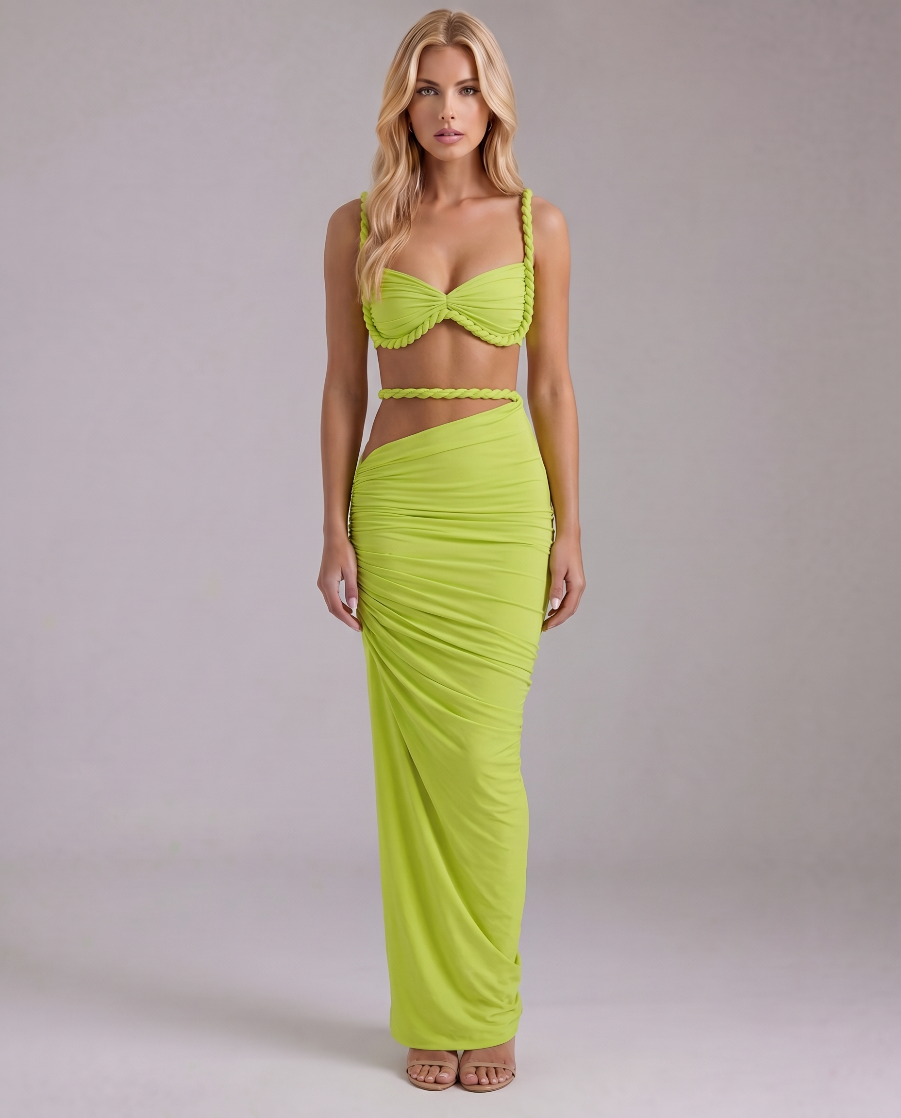 Zendeya Satin Slip Maxi Dress - Green