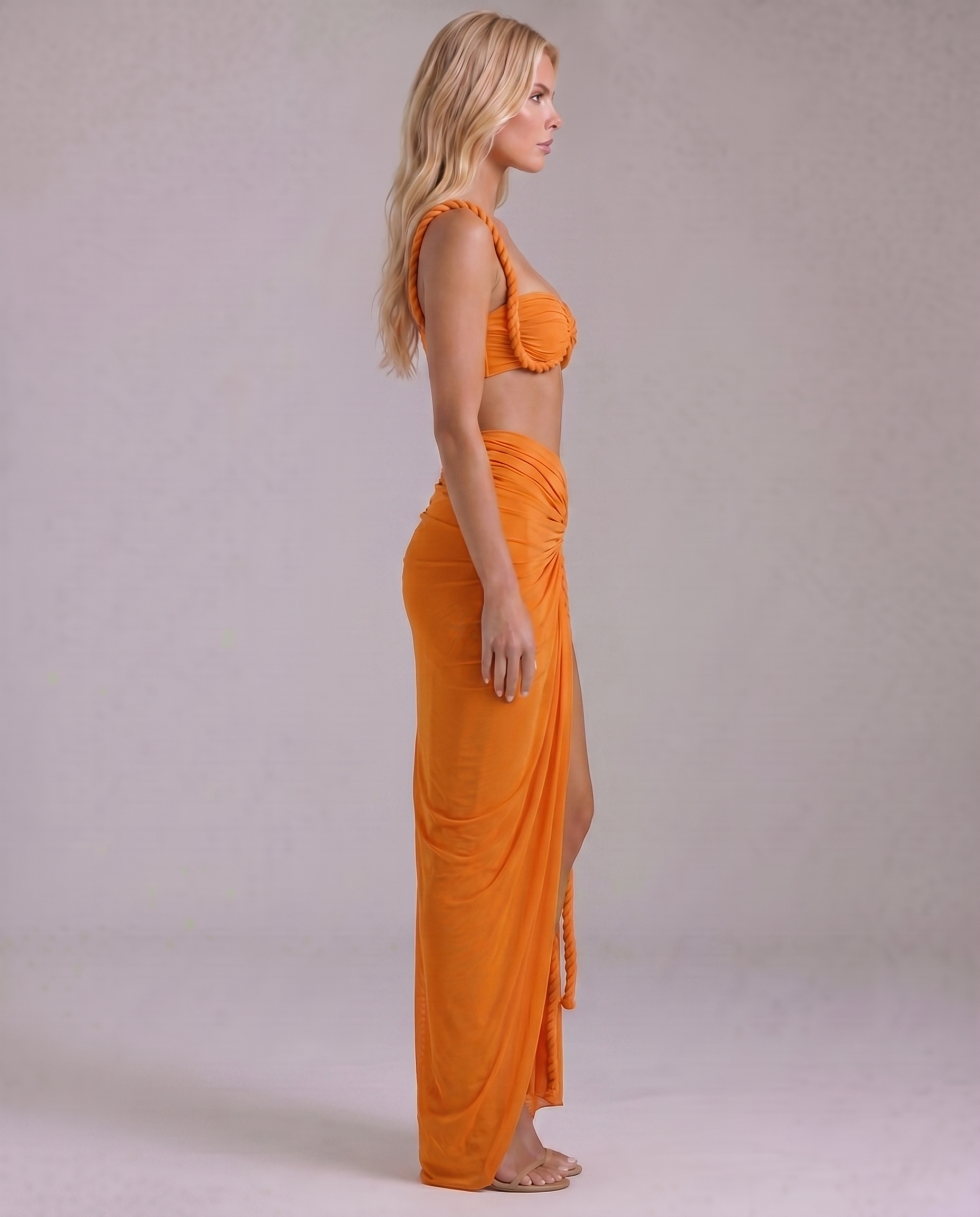 Zendeya Satin Slip Maxi Dress - Orange
