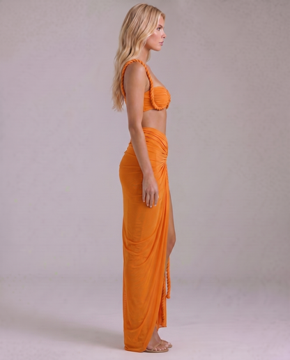 Zendeya Satin Slip Maxi Dress - Orange